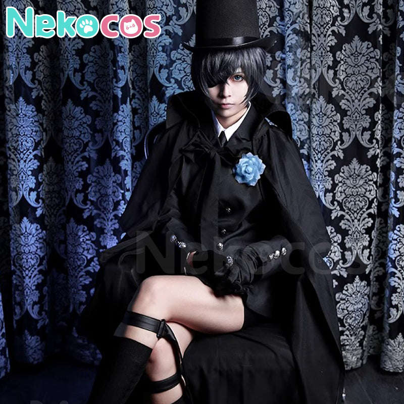 【Nekocos】Anime Black Butler Ciel Phantomhive Funeral Cosplay Uniform Costume | In Stock