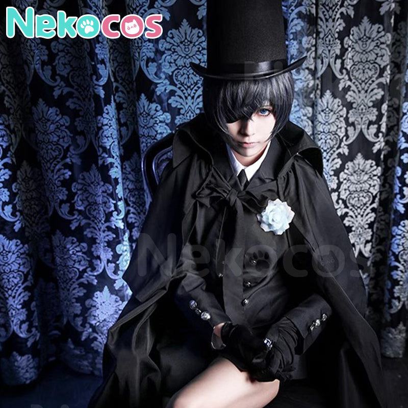 【Nekocos】Anime Black Butler Ciel Phantomhive Funeral Cosplay Uniform Costume | In Stock