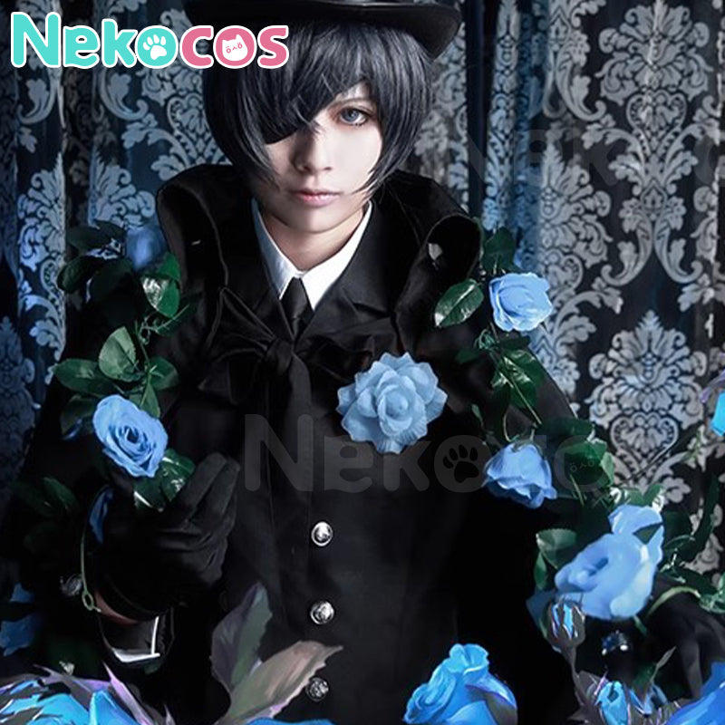 【Nekocos】Anime Black Butler Ciel Phantomhive Funeral Cosplay Uniform Costume | In Stock