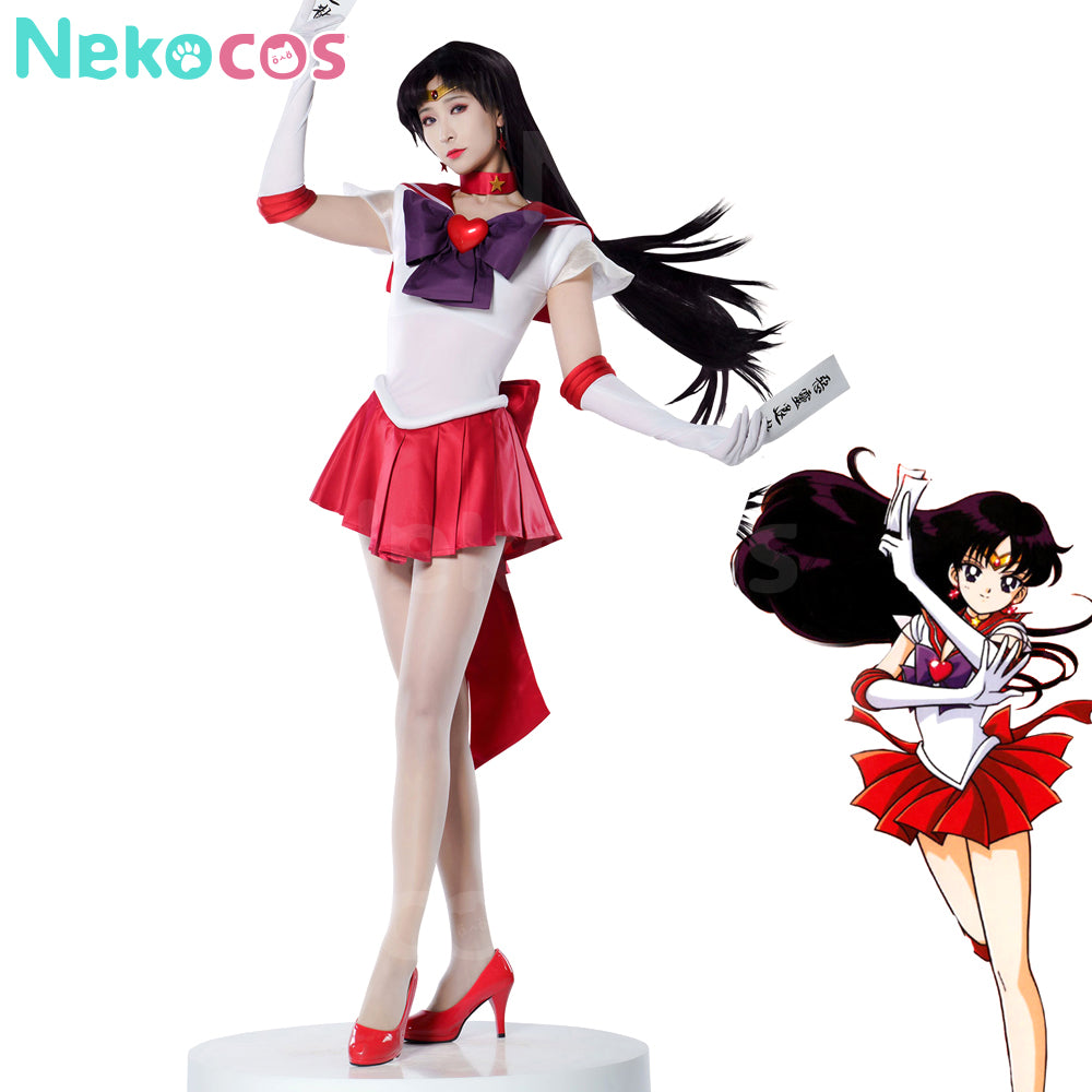 【Nekocos】Anime Sailor Moon SuperS Cosplay Sailor Mars Rei Hino Battle Suit Cosplay Costume Premium Edition | In Stock