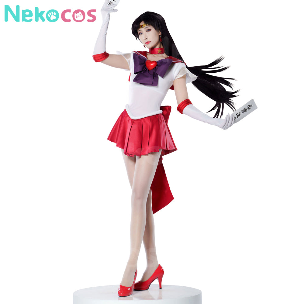 【Nekocos】Anime Sailor Moon SuperS Cosplay Sailor Mars Rei Hino Battle Suit Cosplay Costume Premium Edition | In Stock