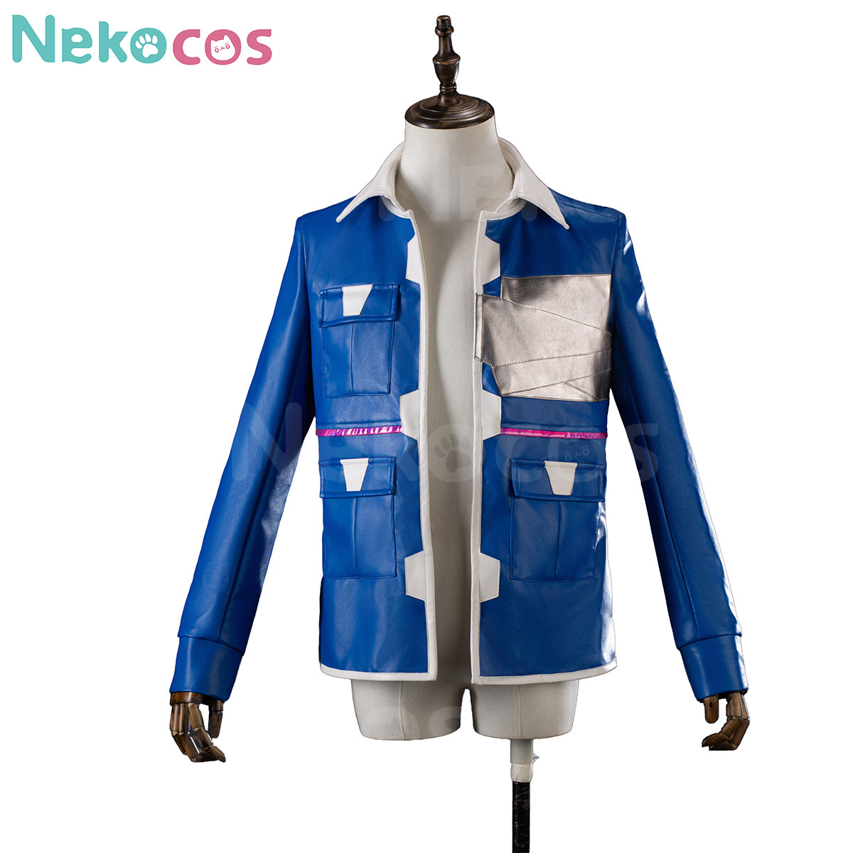 Anime Cosplay Blue Leather Jacket - Custom-Tailored CostumeAnime,Costume,Cyberpunk