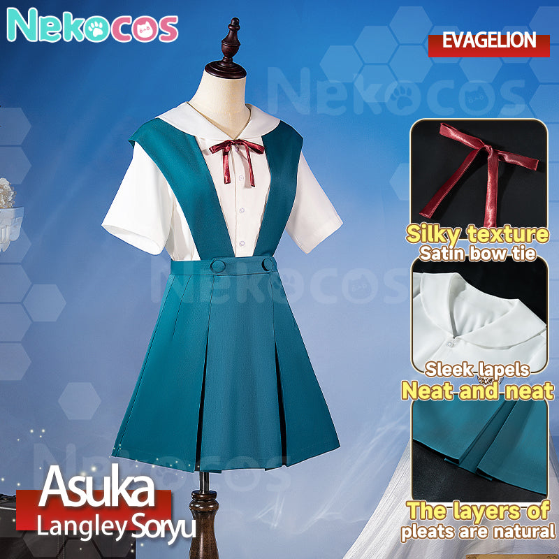 【Nekocos】Anime Neon Genesis Evangelion Cosplay Asuka Langley Soryu School Uniform Cosplay Costume | In Stock
