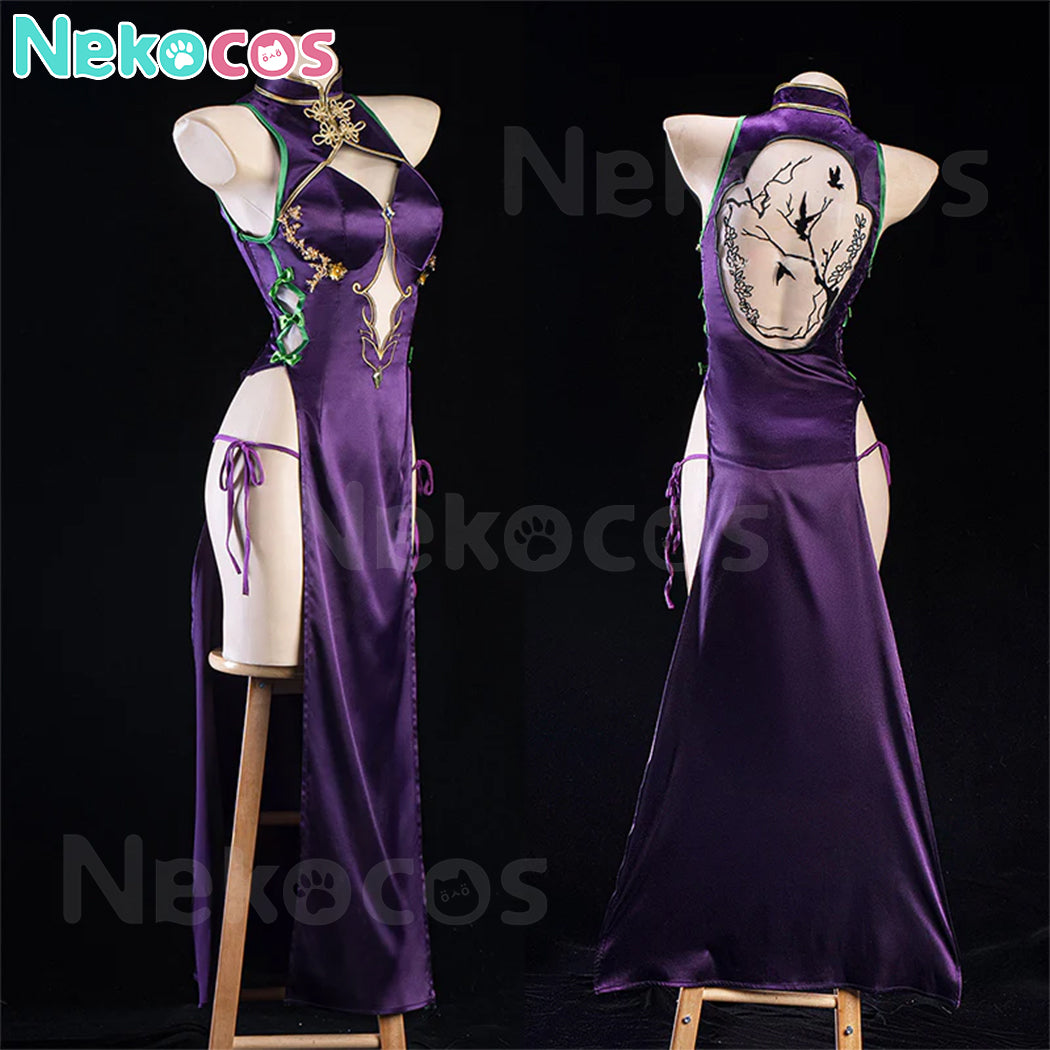 【Nekocos】Anime Code Geass Cosplay C.C. Purple Cheongsam Cosplay Costume Premium Edition | In Stock