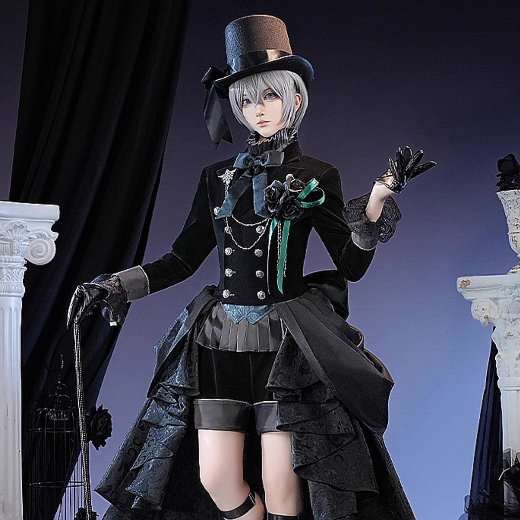 【Nekocos】Anime Black Butler Cosplay Ciel Phantomhive Black Rose Cosplay Costume Premium Edition | In Stock