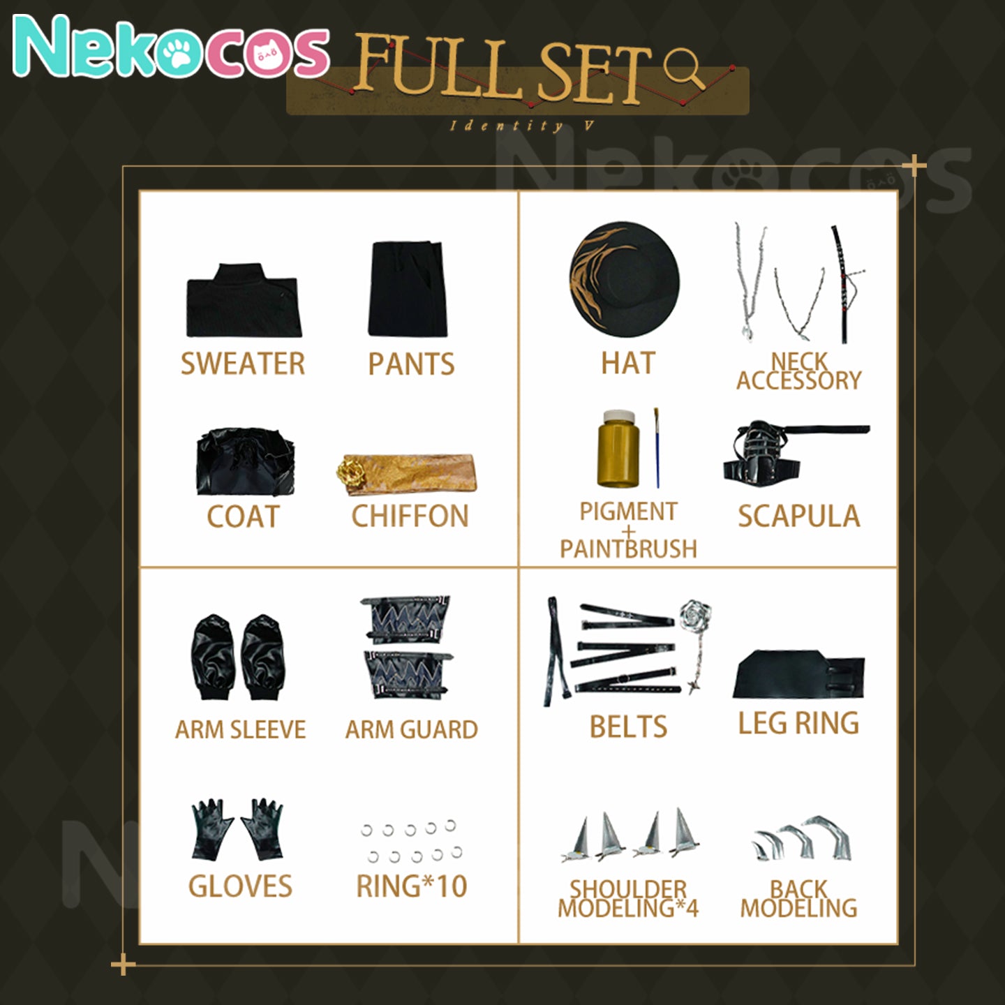 【Nekocos】Game Identity V Cosplay Gold Foil Cosplay Costume Premium Edition | Custom-Tailor