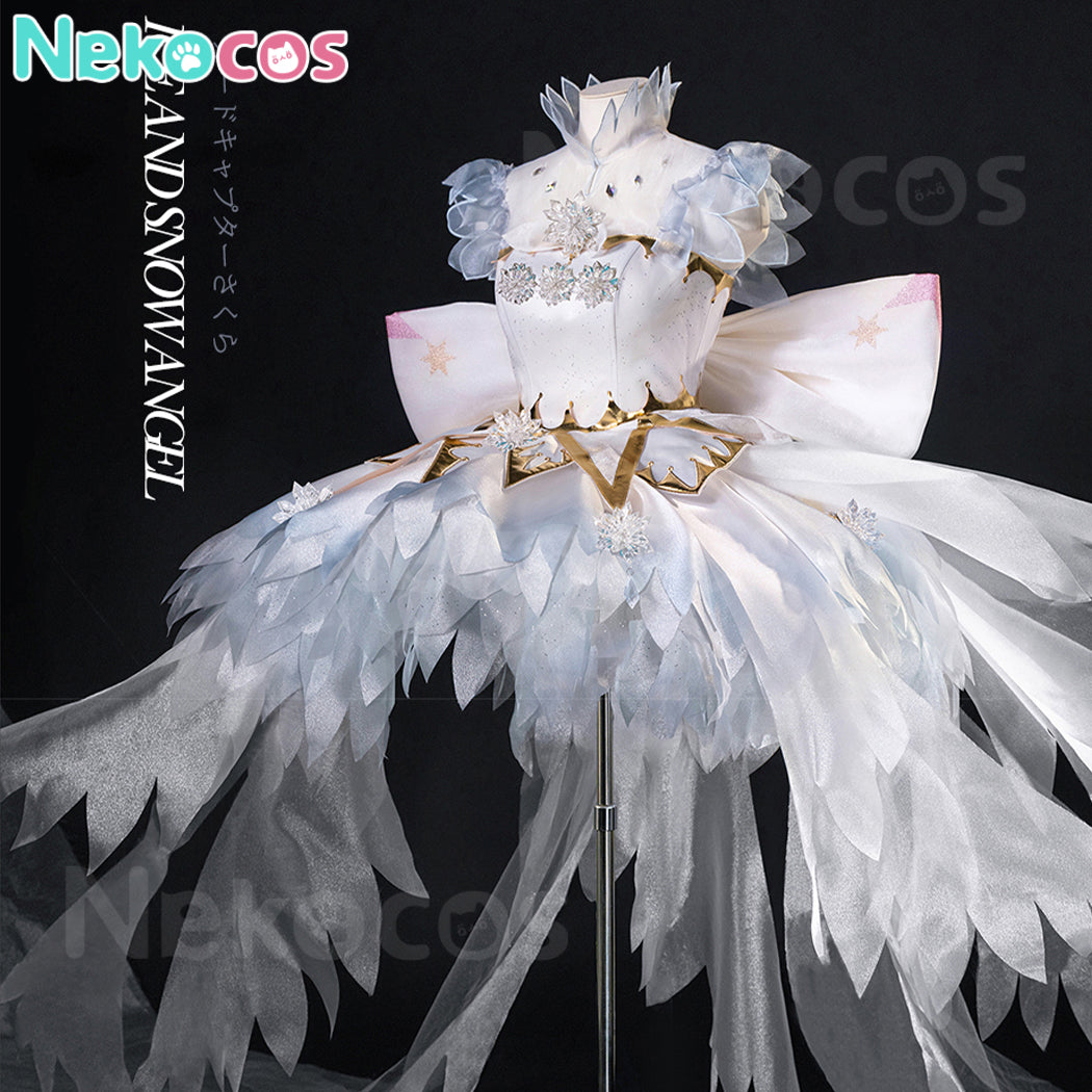 【Nekocos】Anime Cardcaptor Sakura Cosplay Kinomoto Sakura Kinomoto Sakura Snow Angel from the Clear Card Cosplay Costume Premium Edition | Custom-Tailor