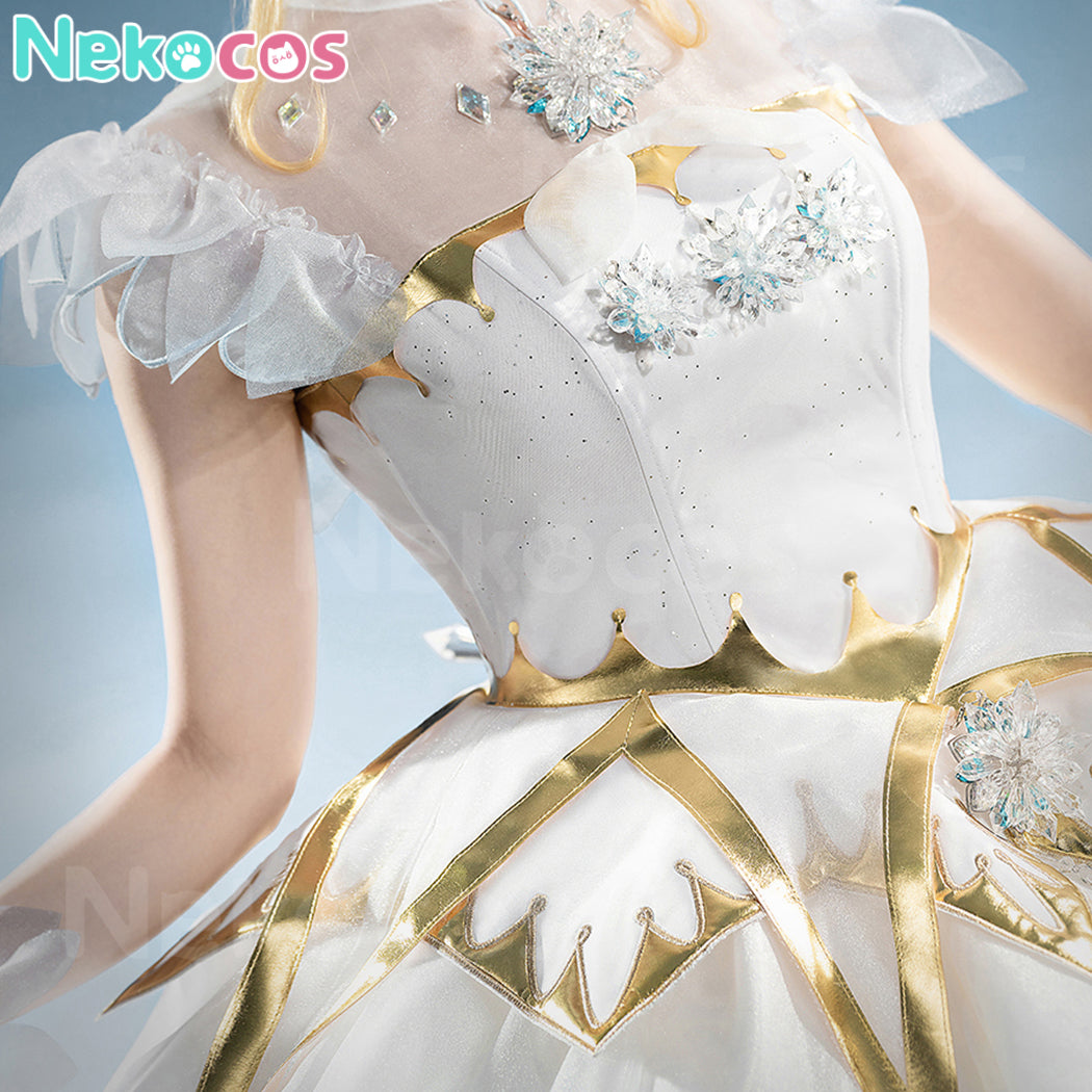 【Nekocos】Anime Cardcaptor Sakura Cosplay Kinomoto Sakura Kinomoto Sakura Snow Angel from the Clear Card Cosplay Costume Premium Edition | Custom-Tailor