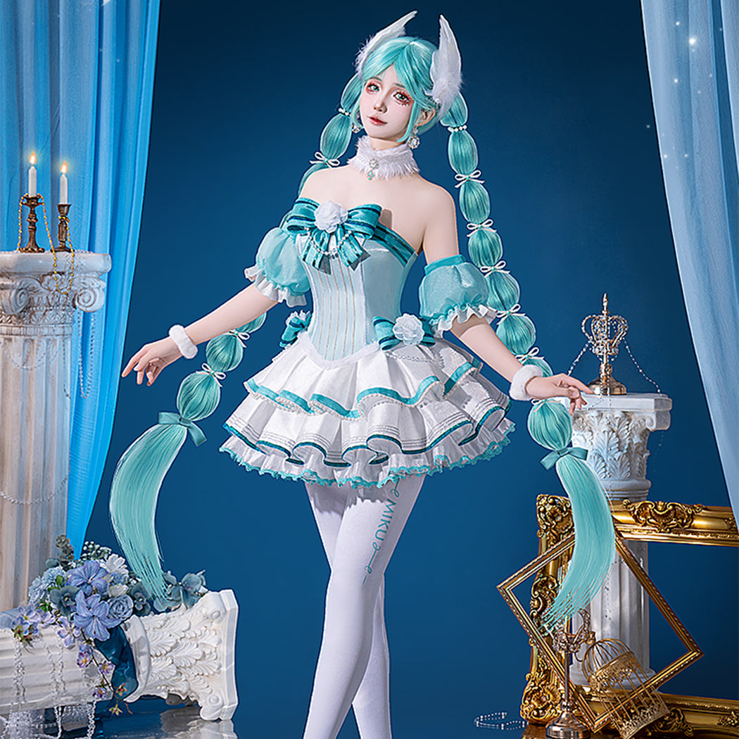 【Nekocos】Vocaloid Hatsune Miku Cosplay Hatsune Miku Gothic Classical Tuning - Swan Lake Cosplay Costume | In Stock