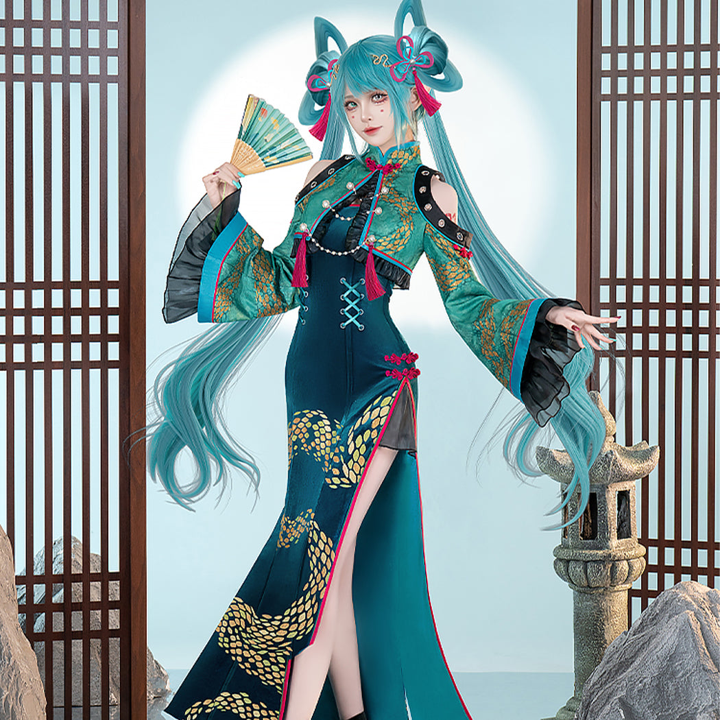 【Nekocos】Vocaloid Hatsune Miku Cosplay Miku Year Of The Snake Cheongsam Cosplay Costume Premium Edition | Pre-Sale