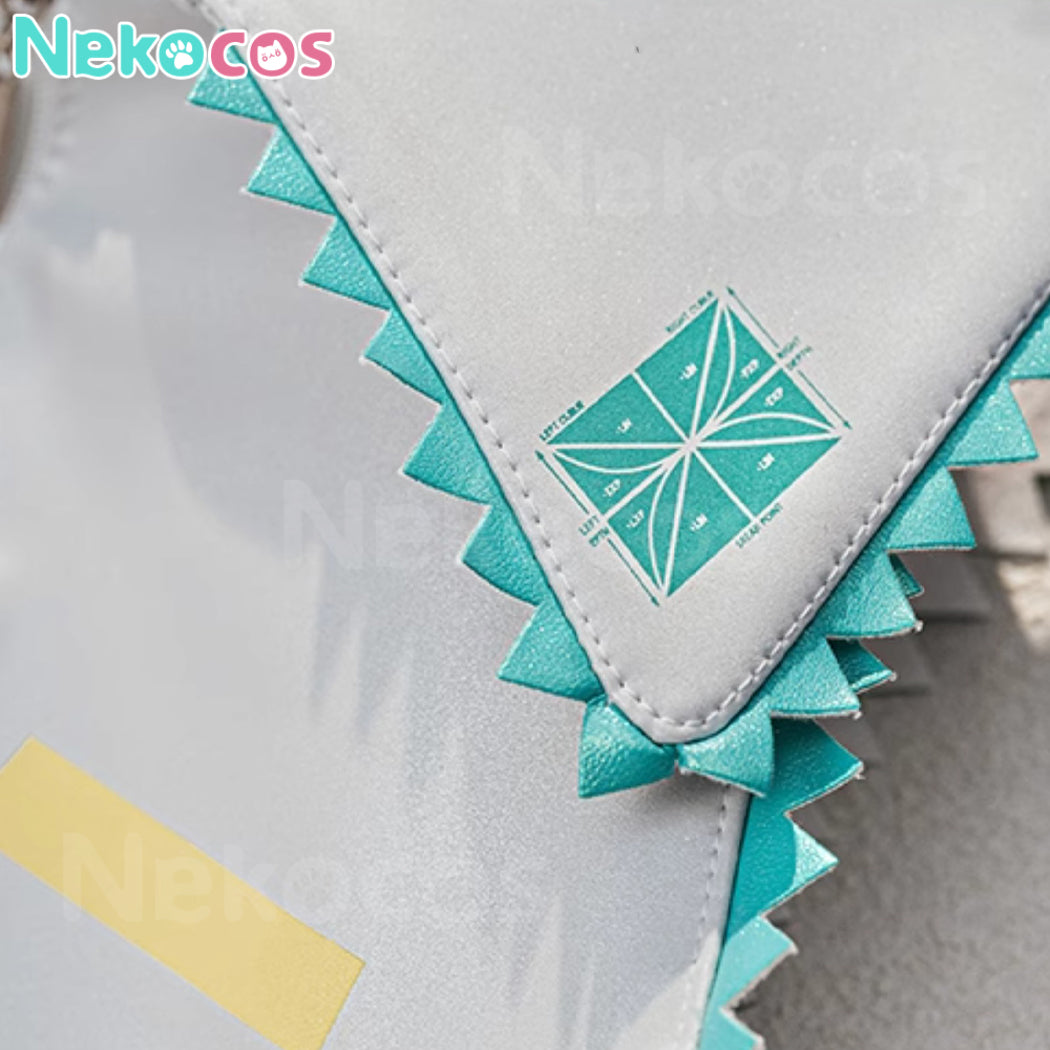 【Nekocos】Vocaloid Hatsune Miku Cosplay Miku Silver Patent Leather Cosplay Costume Premium Edition | In Stock