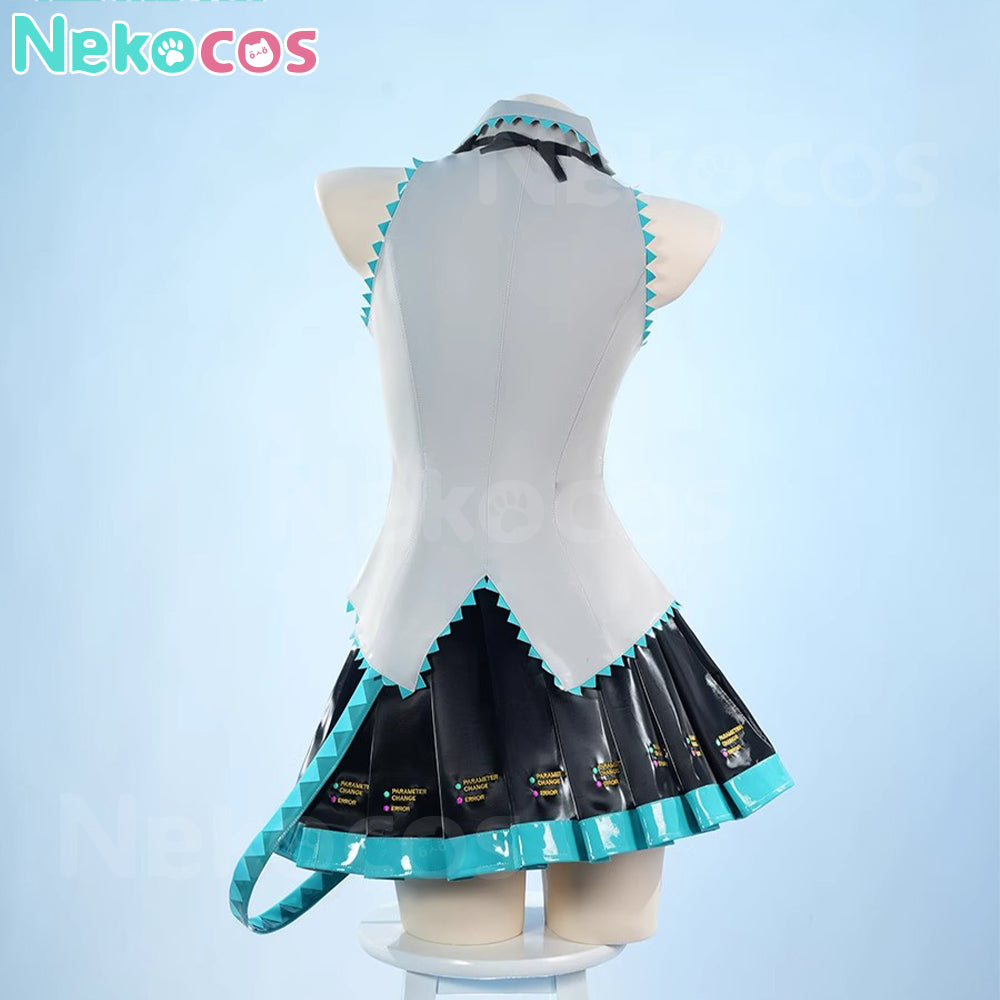 【Nekocos】Vocaloid Hatsune Miku Cosplay Gray Patent Leather Cosplay Costume | In Stock