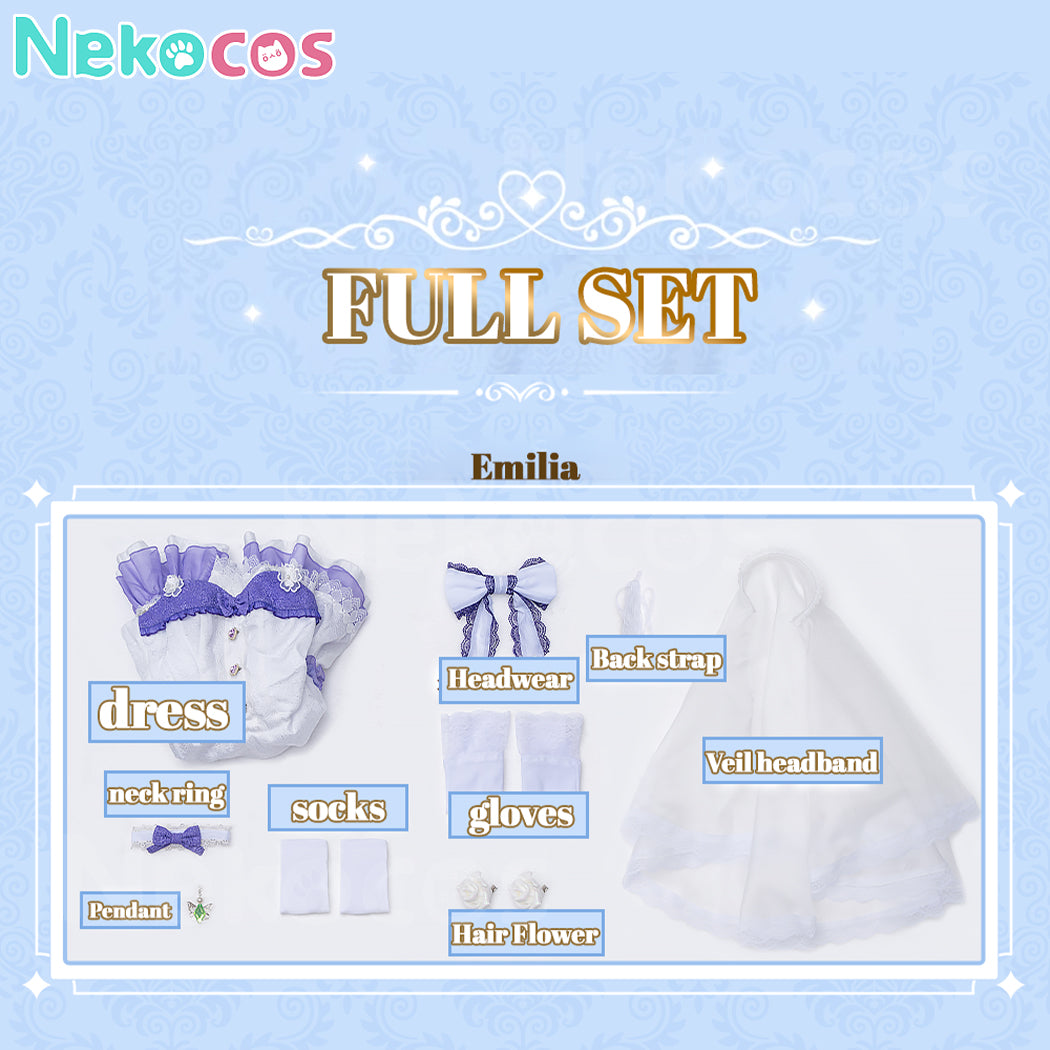 【Nekocos】Anime Re Zero Cosplay Rem Ram Emilia Wedding Dress Cosplay Costume | Custom-Tailor