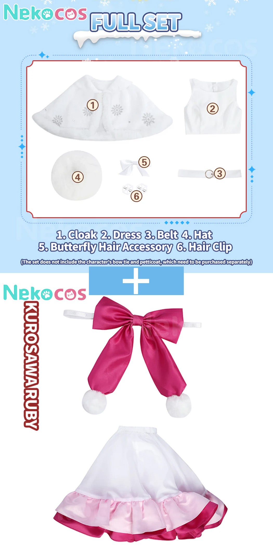 【Nekocos】Anime LoveLive! Aqours Choir Style Christmas Winter Furry Mid Length Dress Cosplay Costume | Custom-Tailor