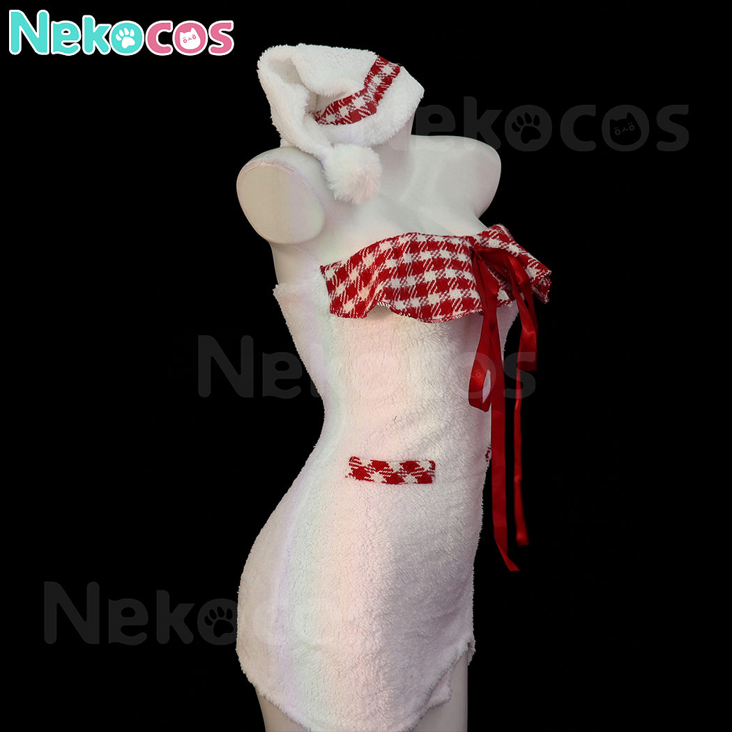 【Nekocos】Christmas Maid Outfit Cosplay Costume Strapless Bodycon Dress | In Stock