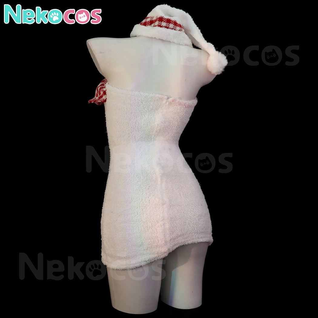 【Nekocos】Christmas Maid Outfit Cosplay Costume Strapless Bodycon Dress | In Stock