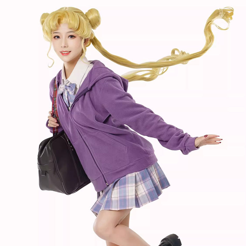 【Nekocos】Anime Cosplay Usagi Tsukino Zipper Hoodie Cosplay Costume | In Stock