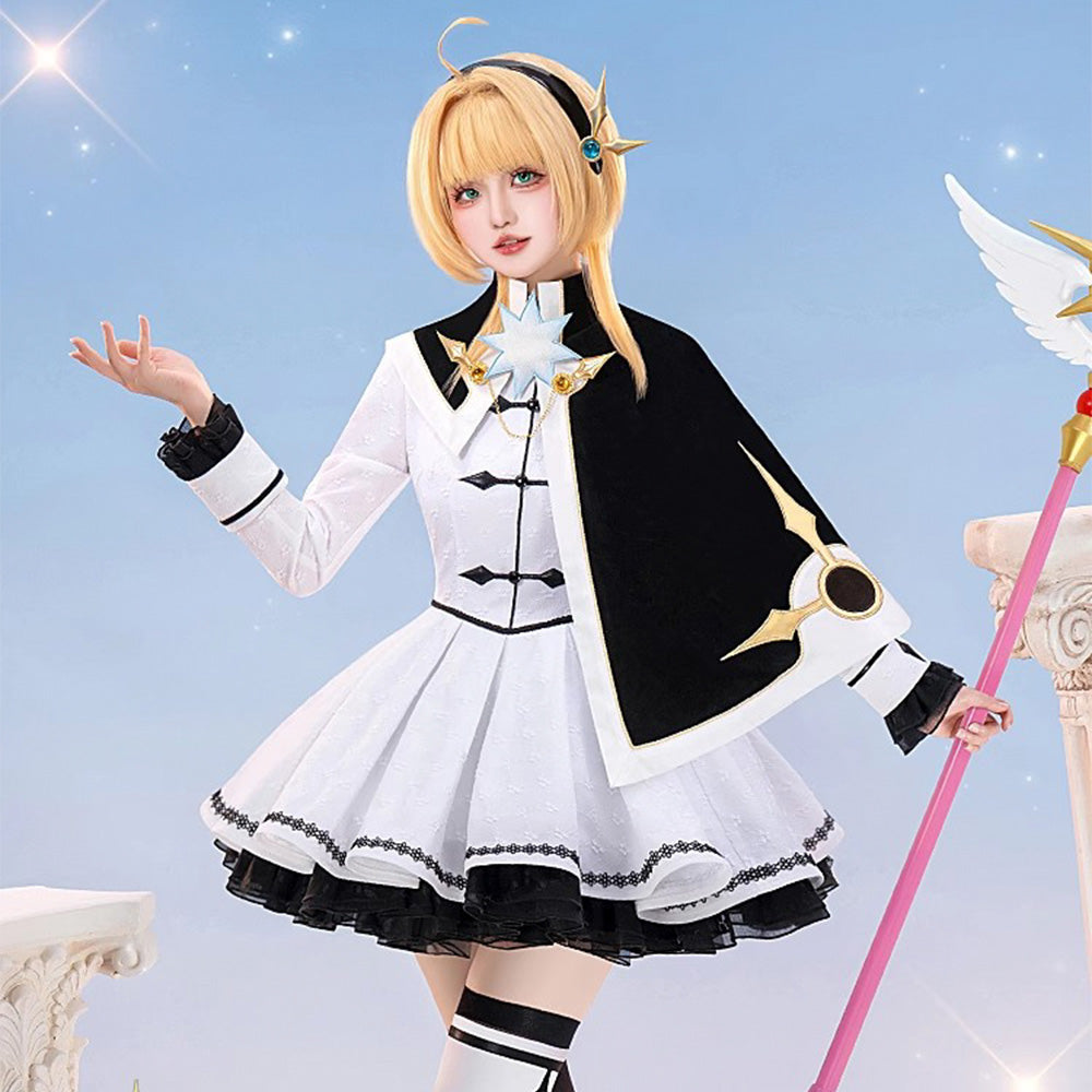 【Nekocos】Anime Cardcaptor Sakura Cosplay Kinomoto Sakura Black / White Dress Cosplay Costume | In Stock