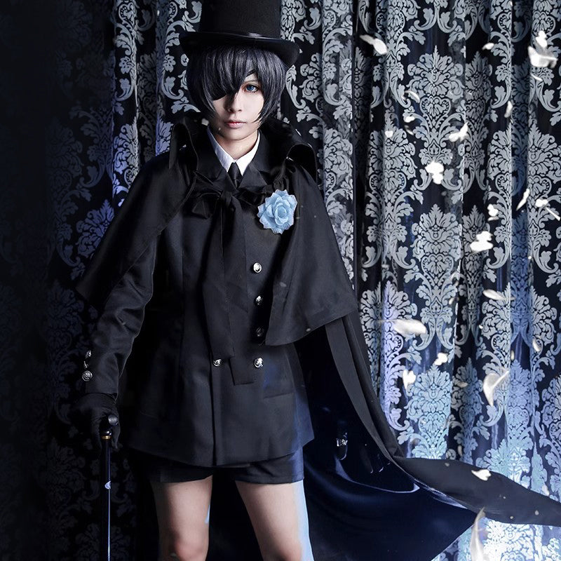 【Nekocos】Anime Black Butler Ciel Phantomhive Funeral Cosplay Uniform Costume | In Stock