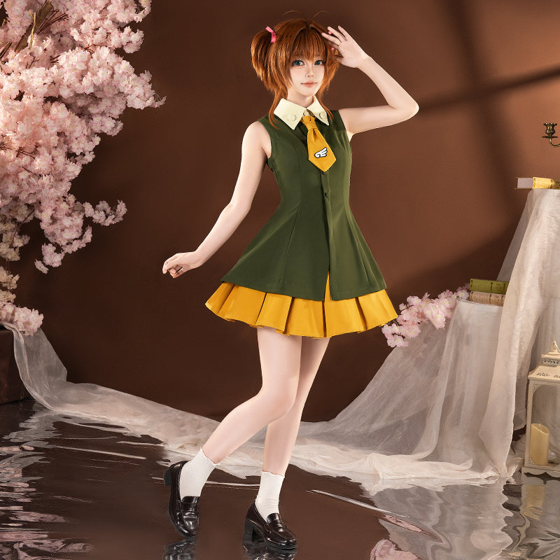 【Nekocos】Anime Cardcaptor Sakura Cosplay Kinomoto Sakura Hong Kong Trip Cosplay Costume Premium Edition | In Stock