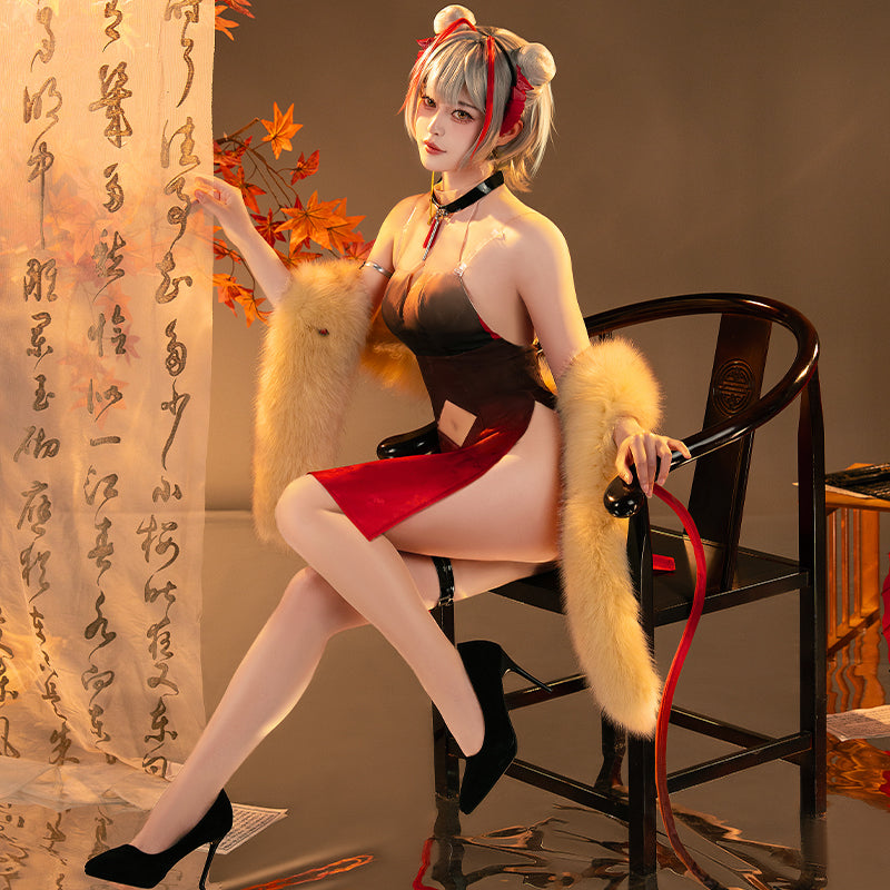 【Nekocos】Game Arknights Cosplay Wiš'adel Cheongsam Cosplay Costume Premium Edition | In Stock