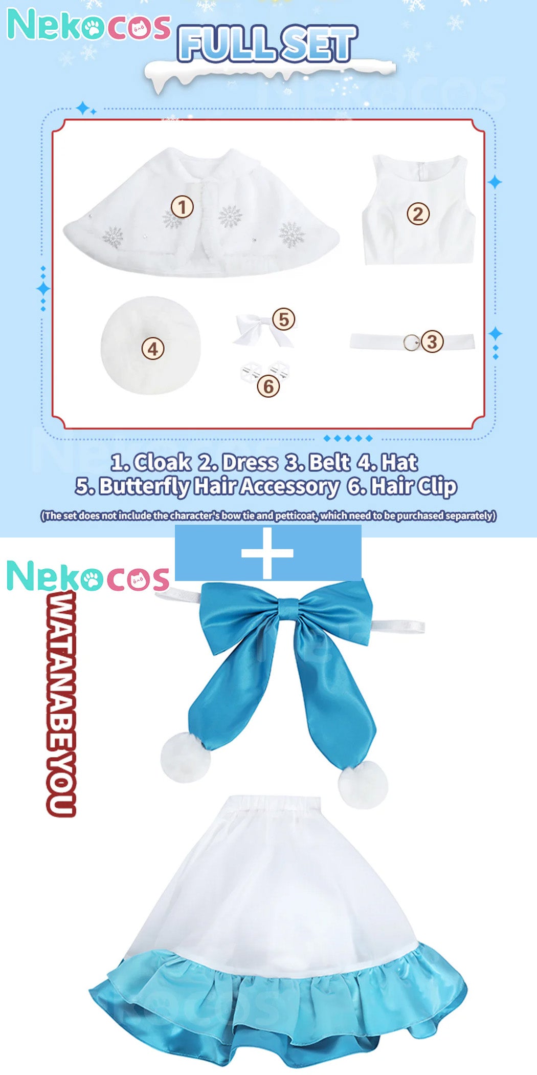 【Nekocos】Anime LoveLive! Aqours Choir Style Christmas Winter Furry Mid Length Dress Cosplay Costume | Custom-Tailor