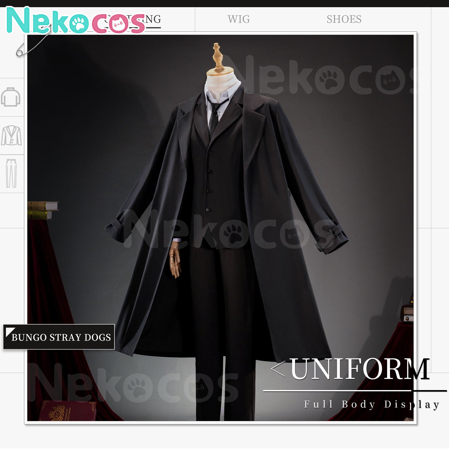【Nekocos】Anime Bungo Stray Dogs Cosplay Dazai Osamu Cosplay Black Male Costume | Custom-Tailor