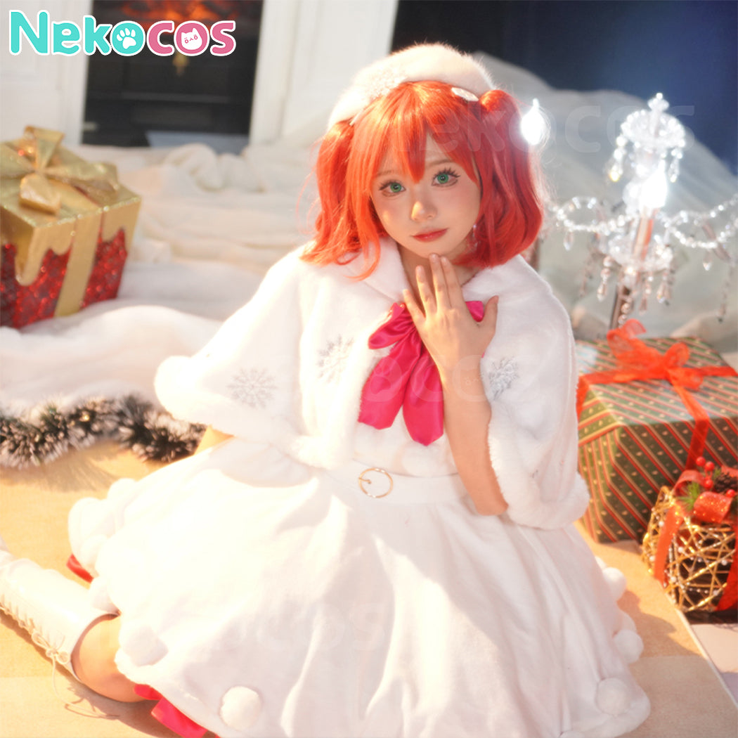 【Nekocos】Anime LoveLive! Aqours Choir Style Christmas Winter Furry Mid Length Dress Cosplay Costume | Custom-Tailor
