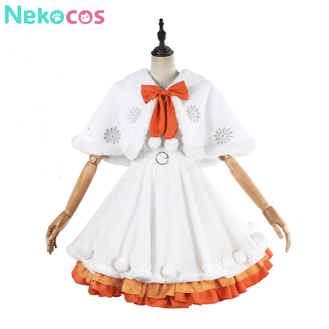 【Nekocos】Anime LoveLive! Aqours Choir Style Christmas Winter Furry Mid Length Dress Cosplay Costume | Custom-Tailor