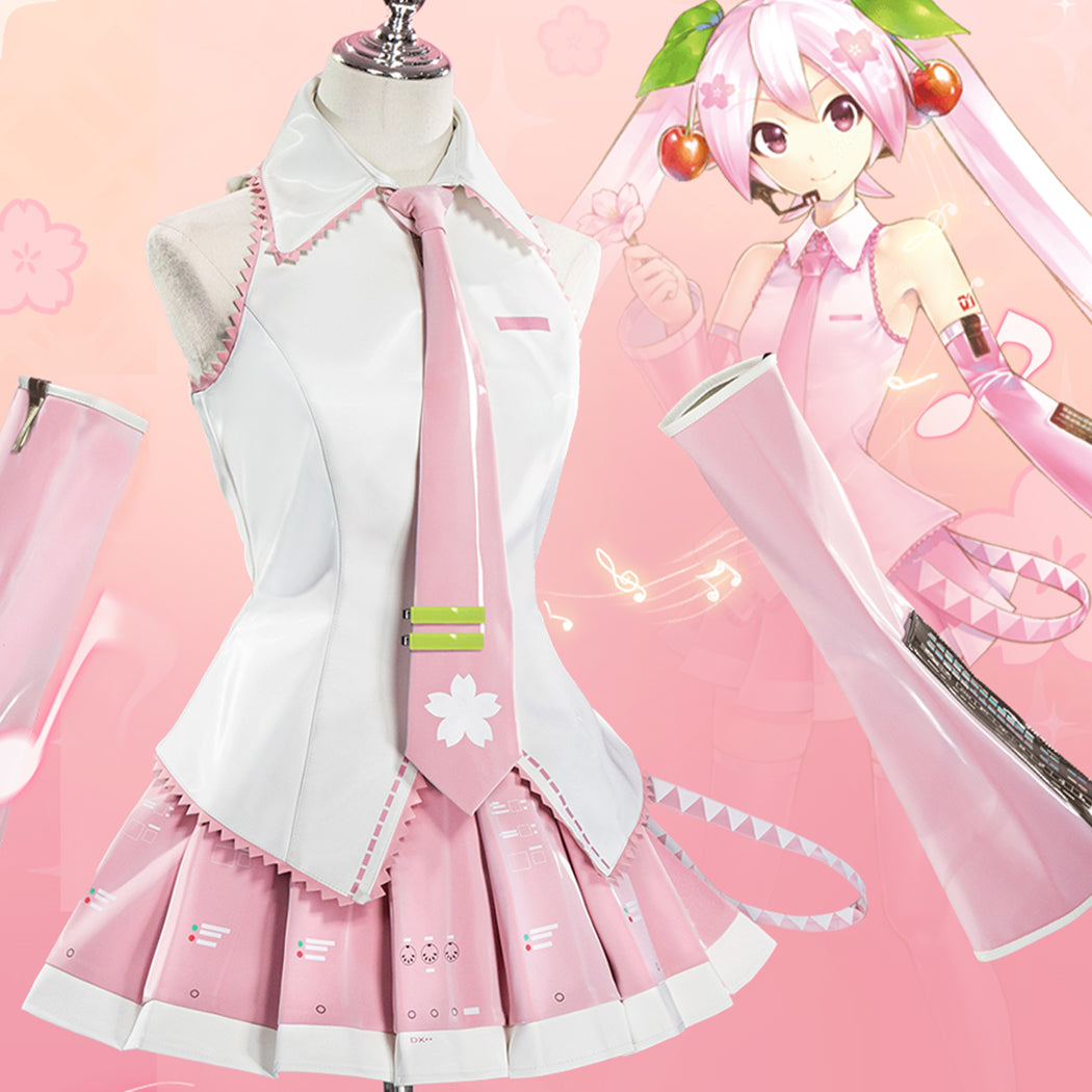 【Nekocos】Vocaloid Hatsune Miku Cosplay Hatsune Cherry Blossoms Cosplay Costume Premium Edition | In Stock