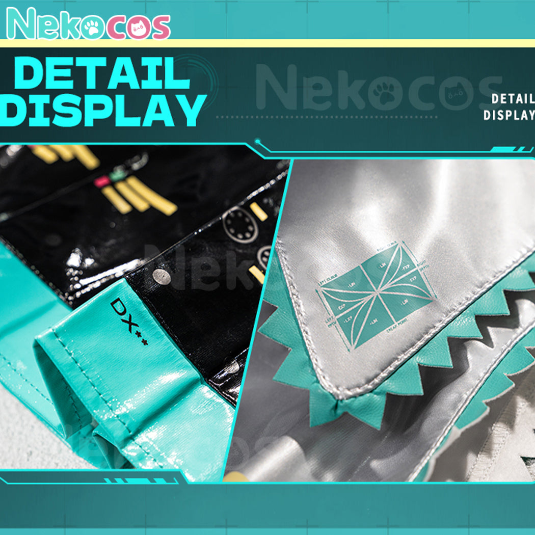 【Nekocos】Vocaloid Hatsune Miku Cosplay Miku Silver Patent Leather Cosplay Costume | In Stock