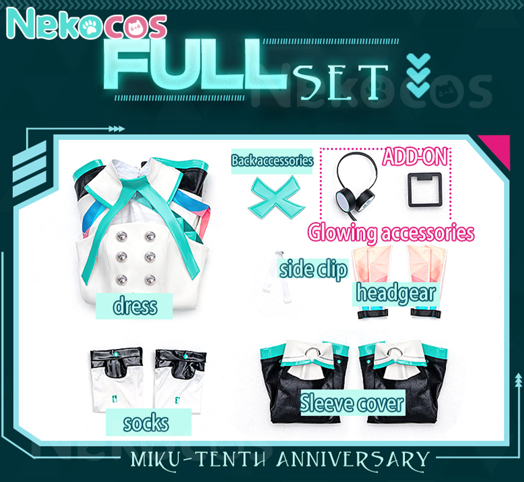 【Nekocos】Vocaloid Hatsune Miku Cosplay 10th Anniversary New Sound Miku Cosplay Costume | In Stock