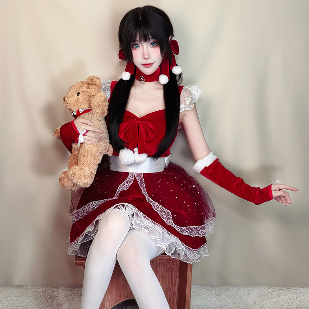 【Nekocos】Christmas Costume Women'S Cosplay  Maid Outfit Suspender Dress | In Stock