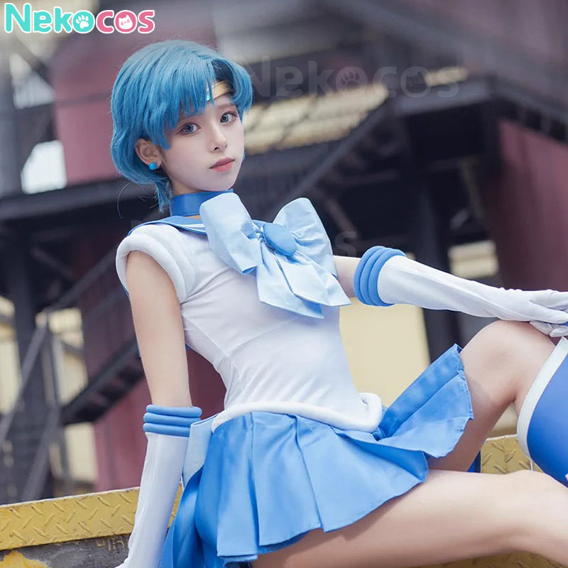 【Nekocos】Anime Sailor Moon Cosplay Sailor Mercury Ami Mizuno Battle Suit Cosplay Costume Premium Edition | In Stock