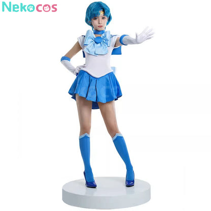 【Nekocos】Anime Sailor Moon Cosplay Sailor Mercury Ami Mizuno Battle Suit Cosplay Costume Premium Edition | In Stock