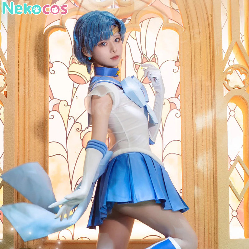 【Nekocos】Anime Sailor Moon SuperS Cosplay Sailor Mercury Ami Mizuno Battle Suit Cosplay Costume Premium Edition | In Stock
