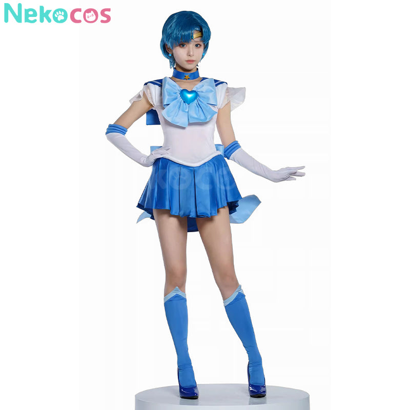 【Nekocos】Anime Sailor Moon SuperS Cosplay Sailor Mercury Ami Mizuno Battle Suit Cosplay Costume Premium Edition | In Stock