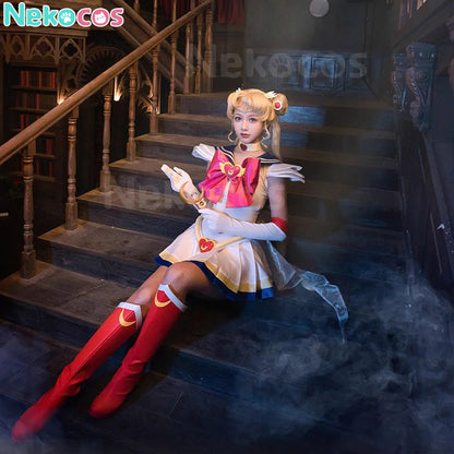 【Nekocos】Anime Sailor Moon SuperS Cosplay Sailor Moon Usagi Tsukino Battle Suit Cosplay Costume | In Stock