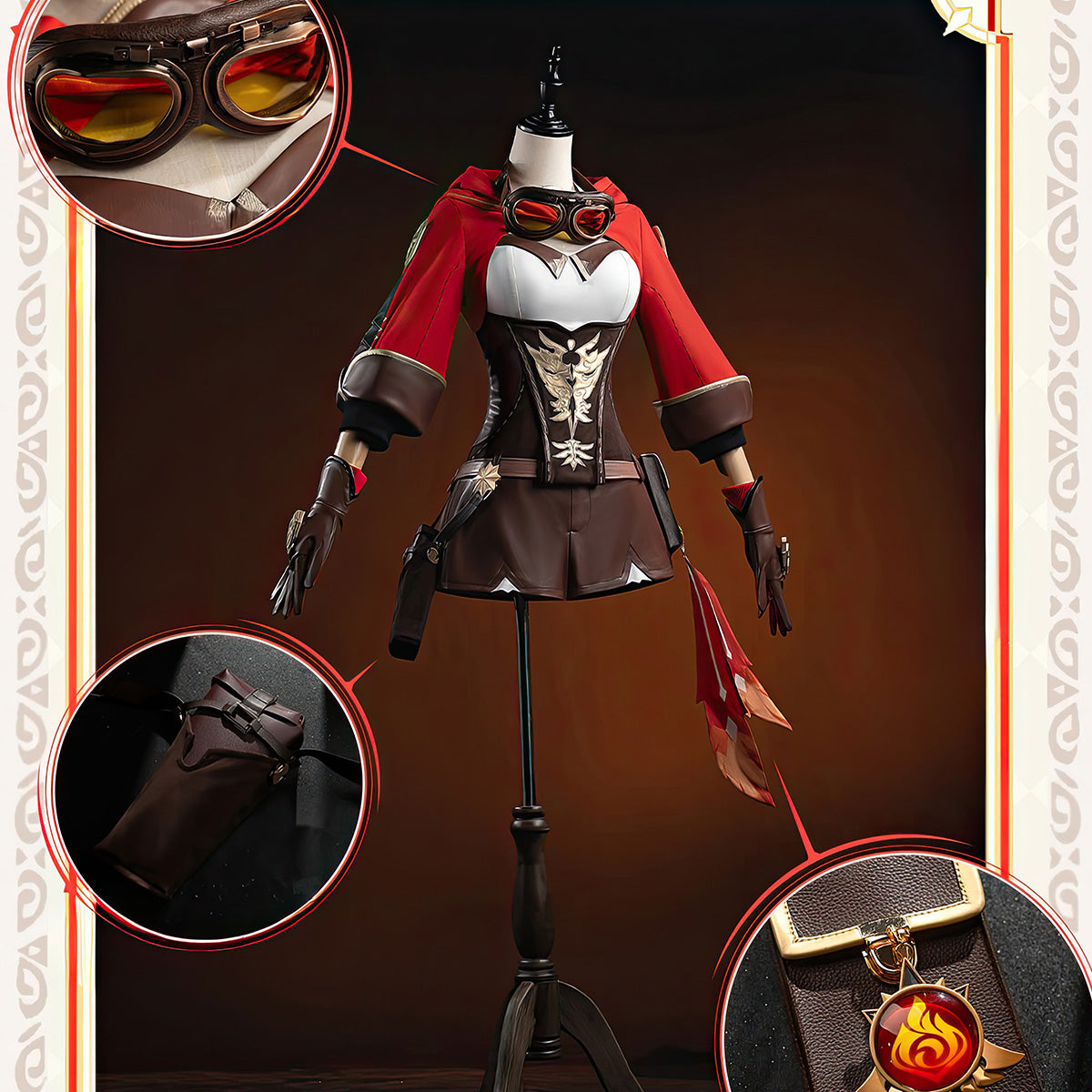 【Nekocos】Game Genshin Impact Cosplay Amber Cosplay Costume Premium Edition | Custom-Tailor