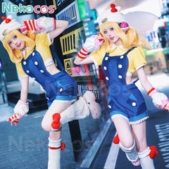 Nekocos Game Cosplay Hello Kitty Juno Cosplay Costume | Custom-Tailor featuring two models in vibrant outfits.