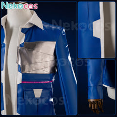 Anime Cosplay Blue Leather Jacket - Custom-Tailored CostumeAnime,Costume,Cyberpunk