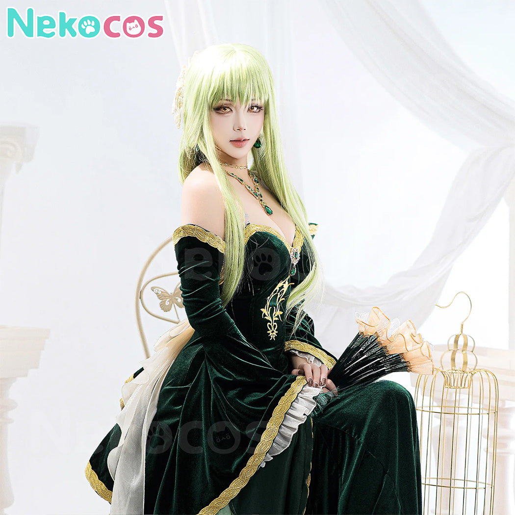 【Nekocos】Anime Code Geass Cosplay C.C. Dark Green Dress Cosplay Costume Premium Edition | In Stock