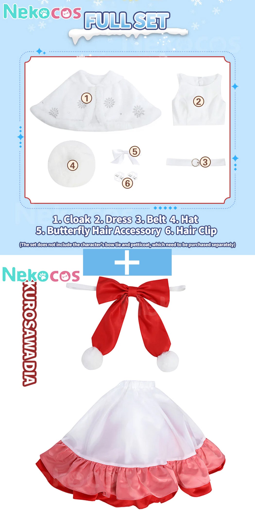 【Nekocos】Anime LoveLive! Aqours Choir Style Christmas Winter Furry Mid Length Dress Cosplay Costume | Custom-Tailor