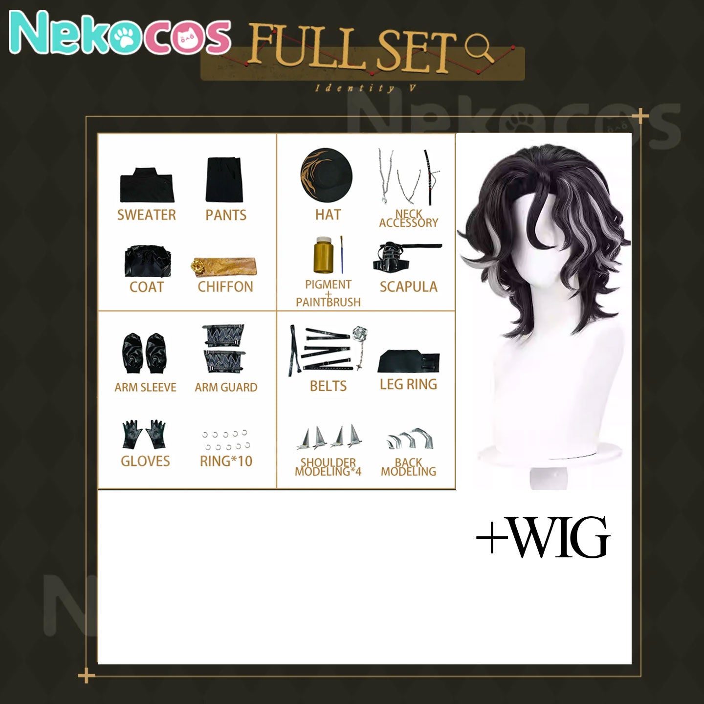 【Nekocos】Game Identity V Cosplay Gold Foil Cosplay Costume Premium Edition | In Stock