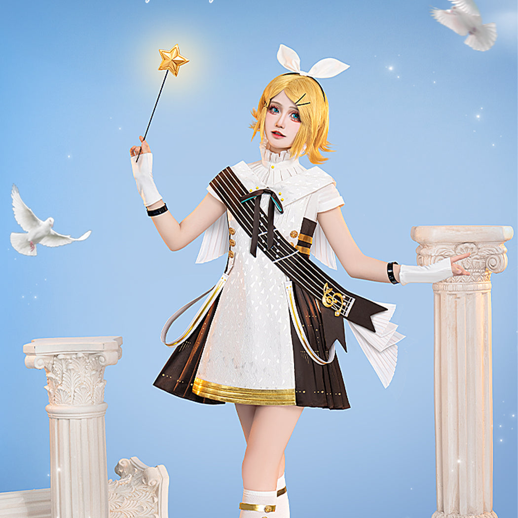 【Nekocos】Vocaloid Hatsune Miku x Kagamine Rin & Len Cosplay Kagamine Rin Cosplay Costume | In Stock