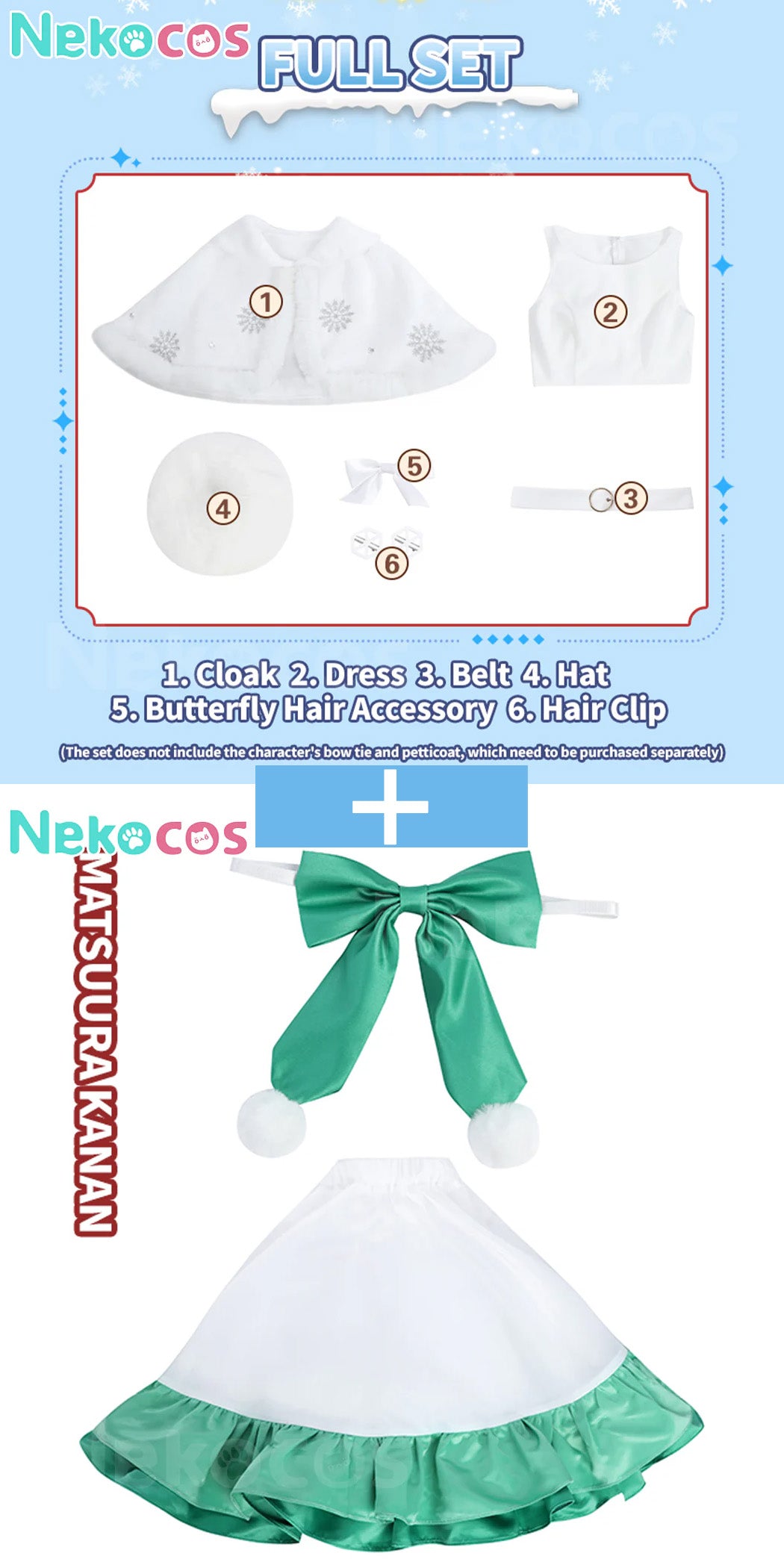 【Nekocos】Anime LoveLive! Aqours Choir Style Christmas Winter Furry Mid Length Dress Cosplay Costume | Custom-Tailor