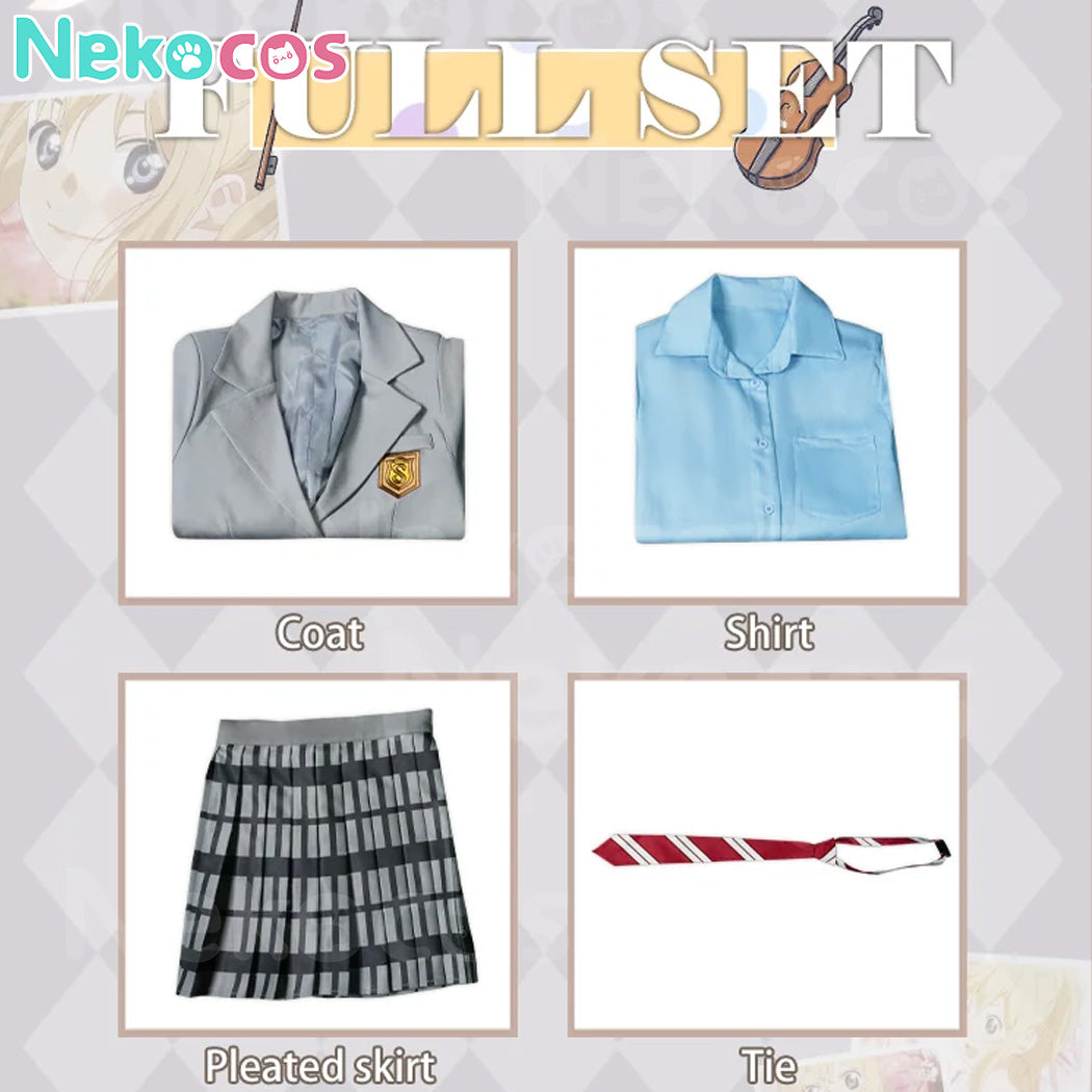 【Nekocos】Anime Your Lie in April Cosplay Kaori Miyazono Cosplay Costume | In Stock