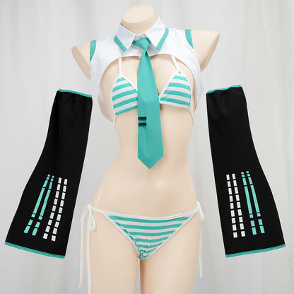 【Nekocos】Vocaloid Hatsune Miku Cosplay Miku Swimsuit Cosplay Costume | In Stock