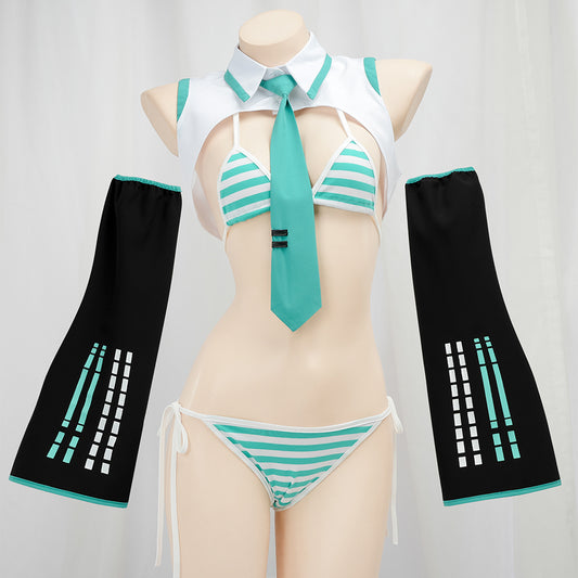 【Nekocos】Vocaloid Hatsune Miku Cosplay Miku Swimsuit Cosplay Costume | In Stock