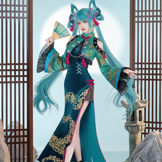 【Nekocos】Vocaloid Hatsune Miku Cosplay Miku Year Of The Snake Cheongsam Cosplay Costume Premium Edition | Pre-Sale